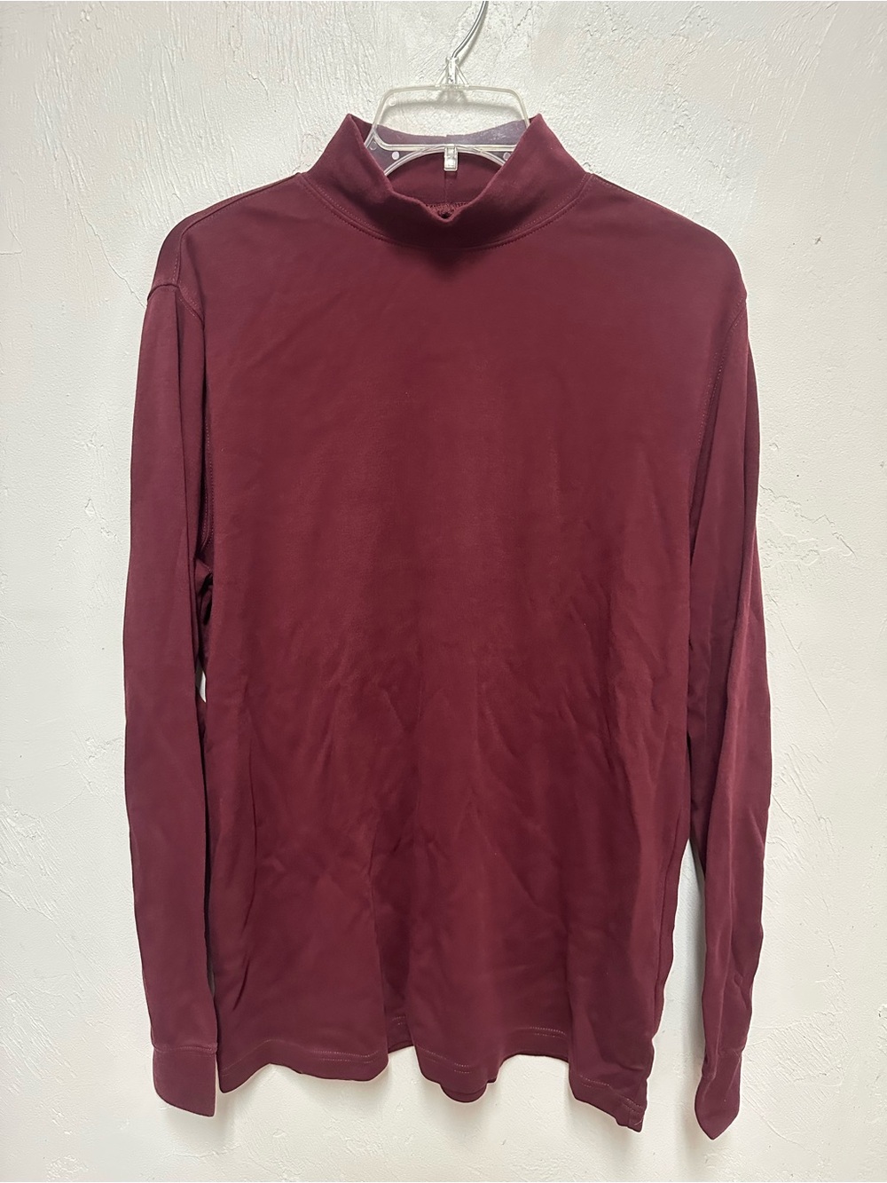 Men's Long-Sleeve Mock Neck Sweater - Burgundy